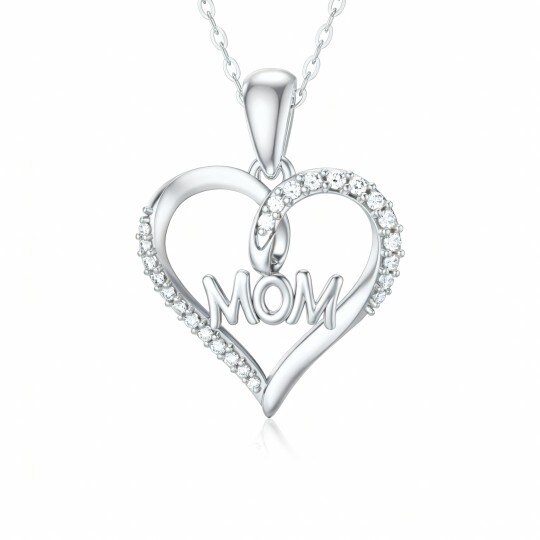 10Kホワイトゴールド モアッサナイト ハートペンダントネックレス