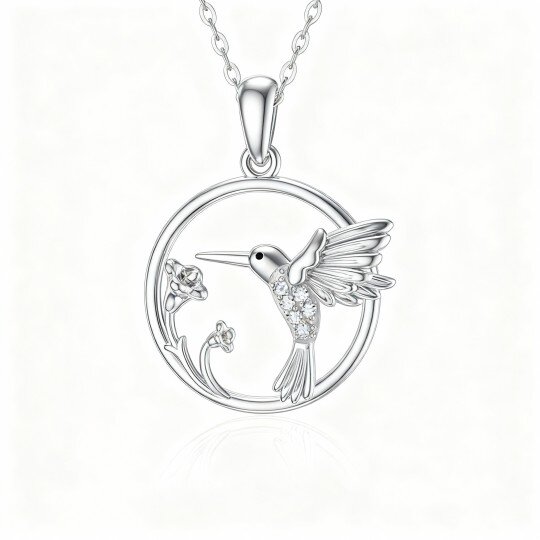 10K White Gold Moissanite Hummingbird Pendant Necklace