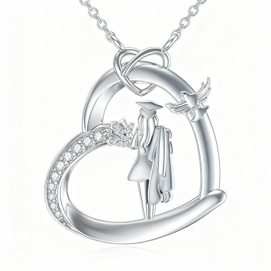 10K White Gold Moissanite Hummingbird & Wildflowers & Parents & Children & Graduation Girl & Heart Pendant Necklace