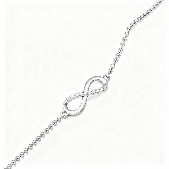10K White Gold Moissanite Infinity Symbol Charm Bracelet