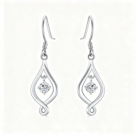 10K White Gold Moissanite Infinity Symbol Drop Earrings
