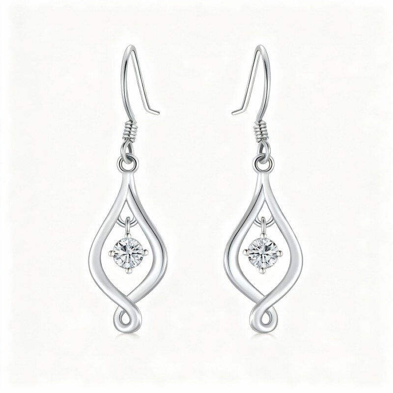 أقراط متدلية من الذهب الأبيض عيار 10 قيراط مرصعة برمز اللانهاية من مويسانيتي-16