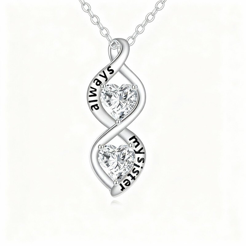 9K White Gold Moissanite Infinity Symbol Pendant Necklace-4