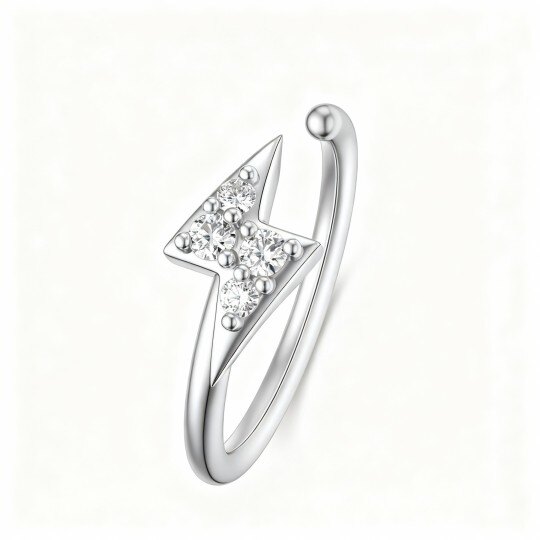 Nasenring aus 10-karätigem Weißgold mit Moissanit-Blitzmotiv