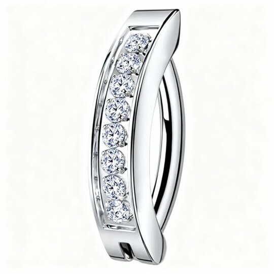 10K White Gold Moissanite Lip Piercing