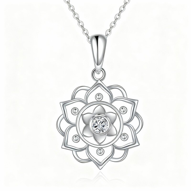 10K witgouden moissaniet lotus hanger ketting-20