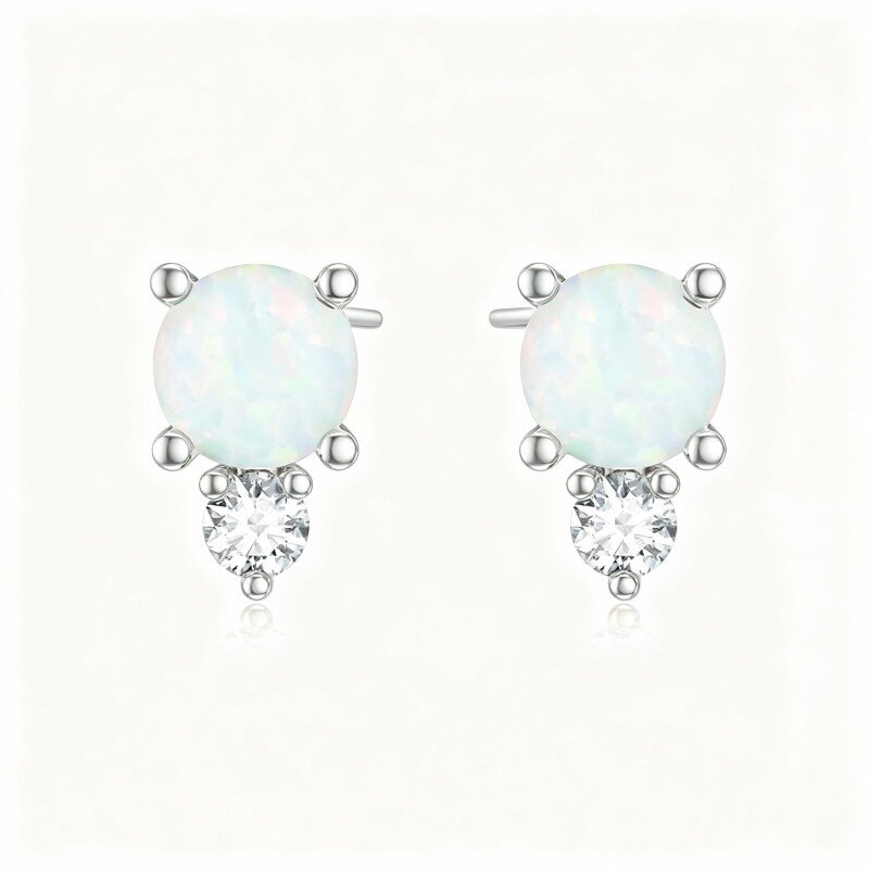 أقراط مرصعة بالماس من الذهب الأبيض عيار 10 قيراط مرصعة بالماس والأوبال بتصميم زوجين وجدة-18