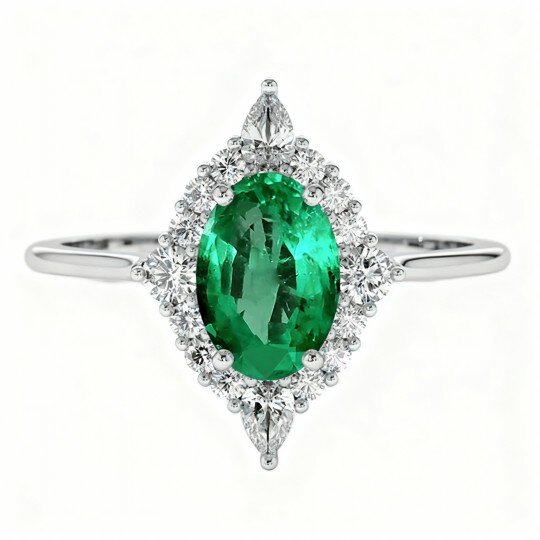 10K White Gold Moissanite Oval Shaped Ring