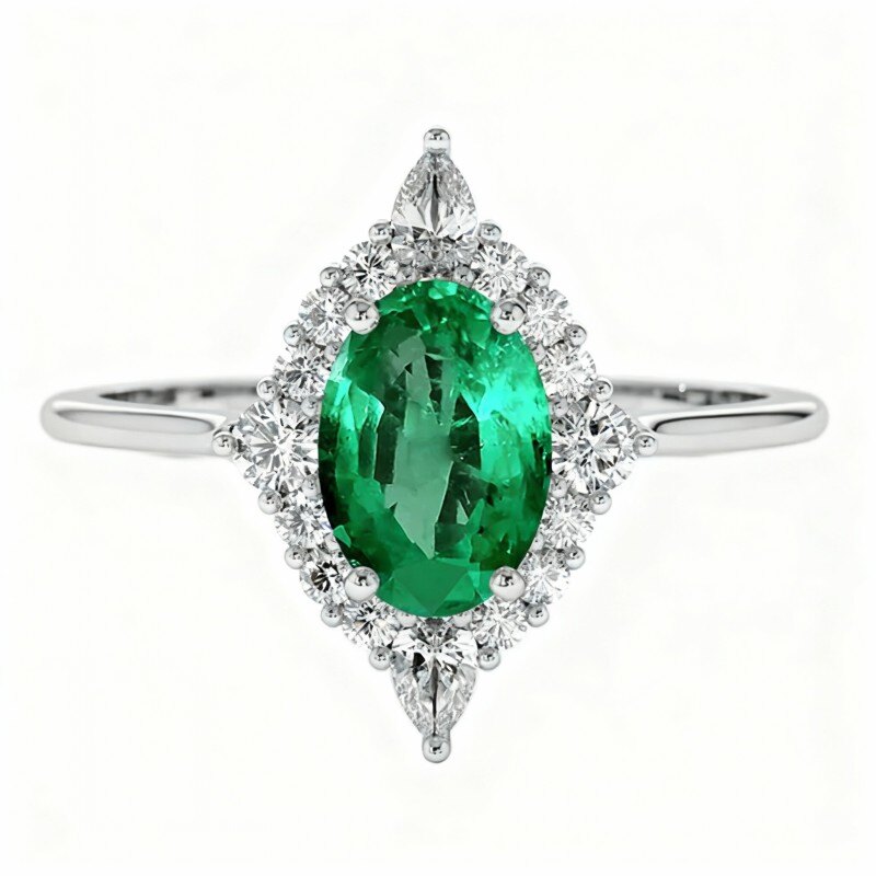 Ovaler Moissanit-Ring aus 10-karätigem Weißgold-6