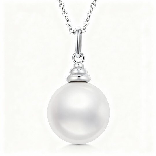 10K White Gold Moissanite & Pearl Couple Pendant Necklace