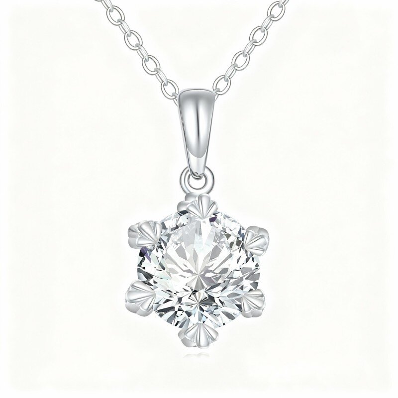 Collier pendentif en or blanc 10 carats et moissanite-19