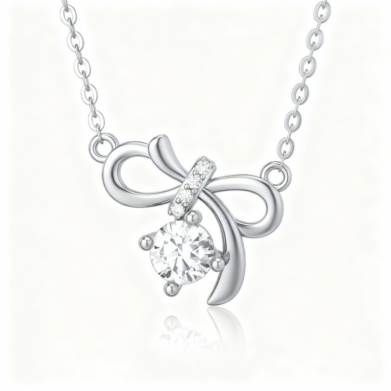 Collar con colgante de moissanita en oro blanco de 14 quilates-1