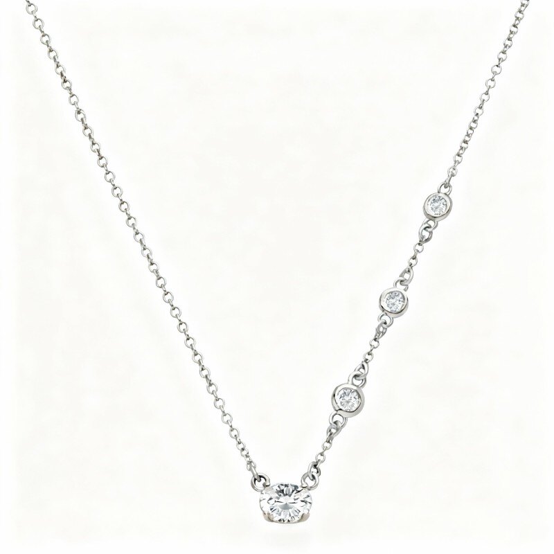 Naszyjnik z wisiorkiem z 18-karatowego białego złota z moissanitem-1