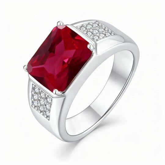 10K White Gold Moissanite Personalized Engraving Ring for Men