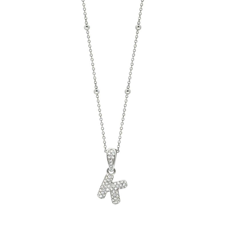 Collar con inicial personalizada de platino con moissanita chapada en oro blanco-1