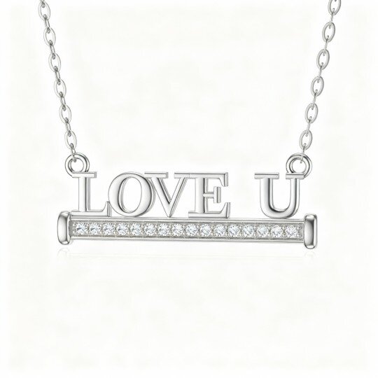 Collana con ciondolo con lettera iniziale personalizzata in moissanite in oro bianco 10K