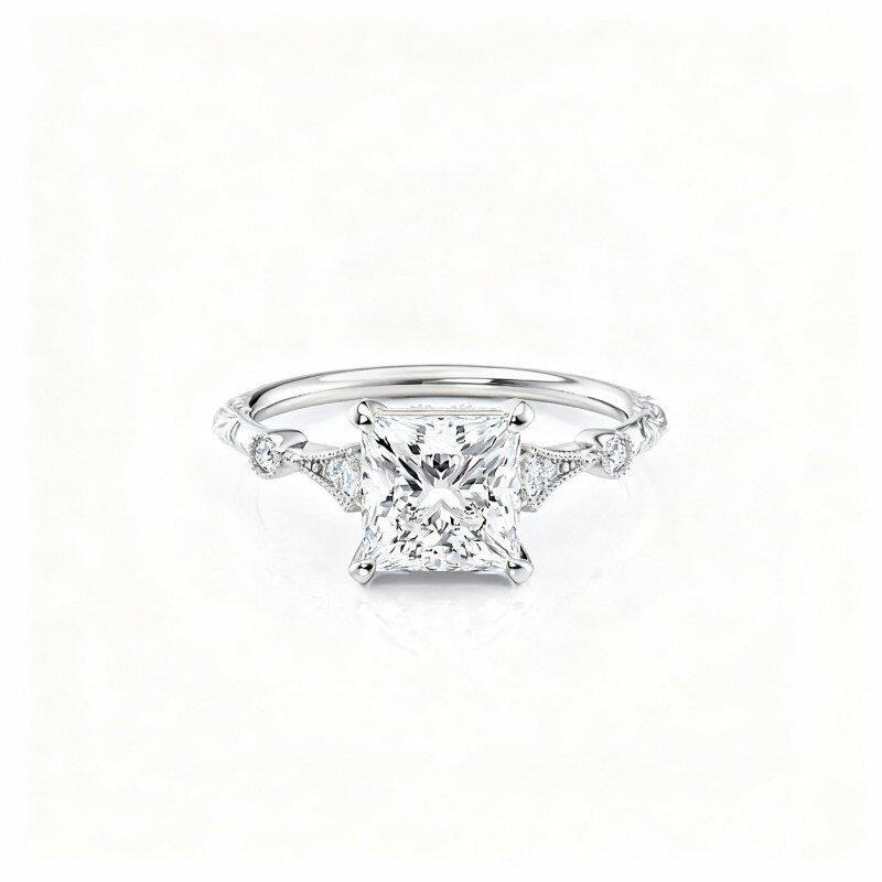 Anillo de moissanita de oro blanco de 18 quilates-1