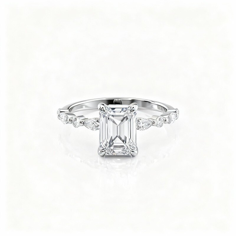 Anillo de moissanita de oro blanco de 10 quilates-1