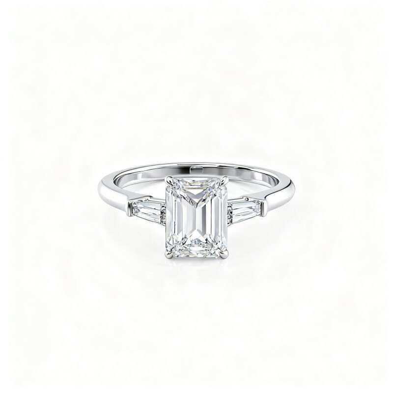 Anillo de moissanita de oro blanco de 14 quilates-1