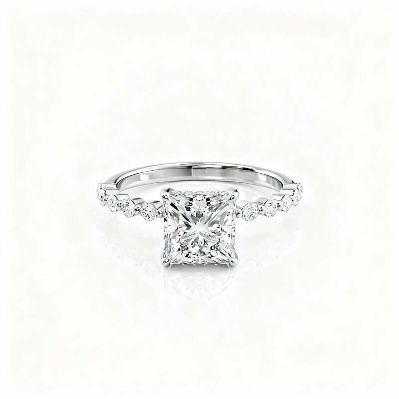 Anillo de moissanita de oro blanco de 18 quilates-1