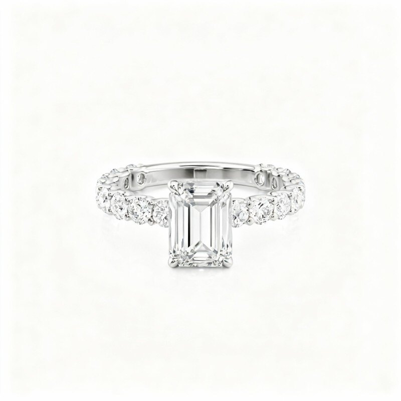 Anillo de platino con moissanita chapado en oro blanco-1