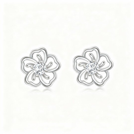 10K White Gold Moissanite Rose Stud Earrings