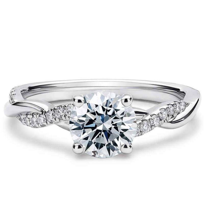 Platinum with White Gold Plated Moissanite Round Ring-1