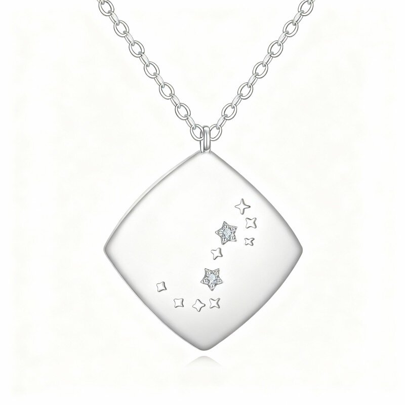 10K White Gold Moissanite Scorpio Pendant Necklace-3