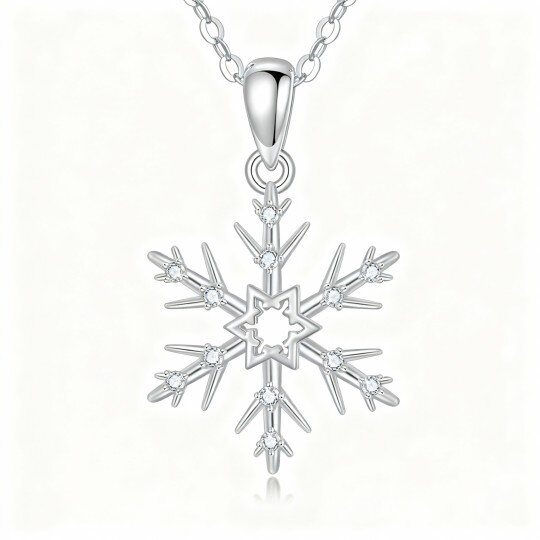 Colar com pendente floco de neve em moissanita e ouro branco 10K