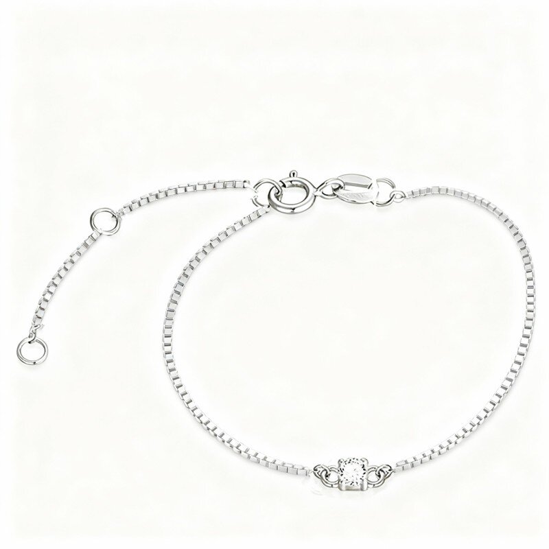 Pulsera con dije cuadrado de moissanita en oro blanco de 10 quilates-20