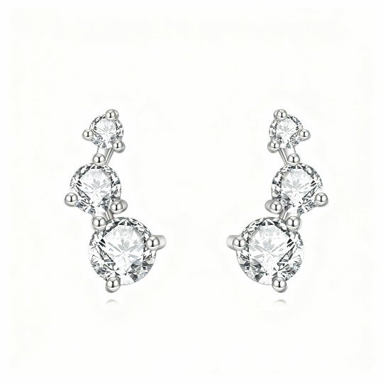 Orecchini a bottone in oro bianco 10K con moissanite