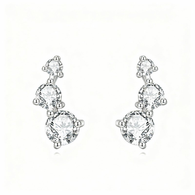 10K White Gold Moissanite Stud Earrings-15