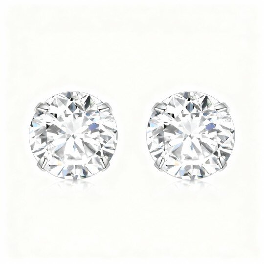 10K White Gold Moissanite Stud Earrings