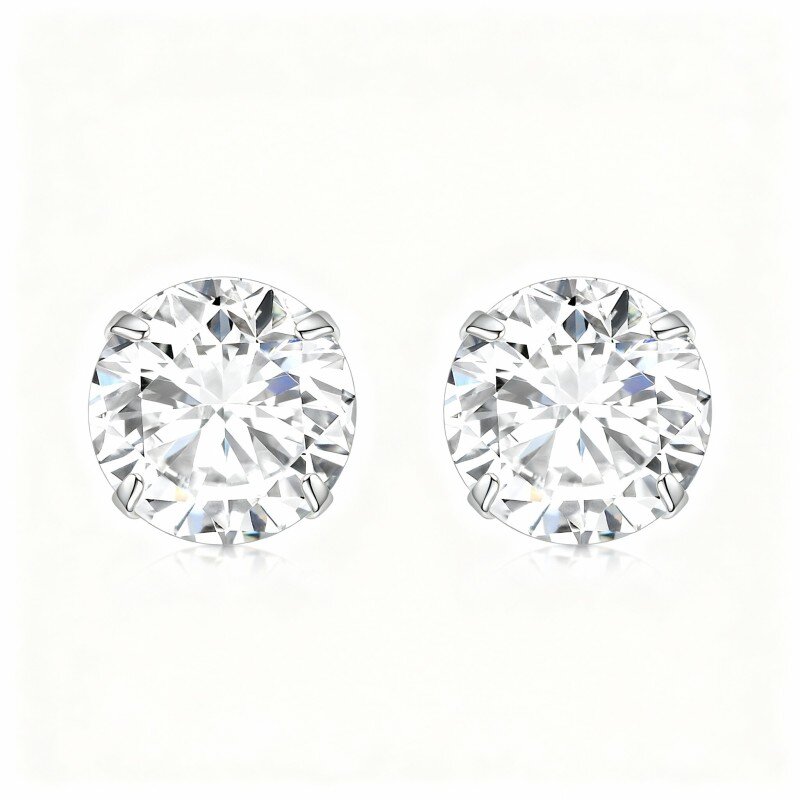 10K White Gold Moissanite Stud Earrings-9