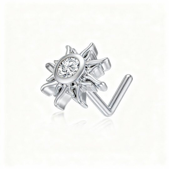 10K White Gold Moissanite Sunflower Nose Ring