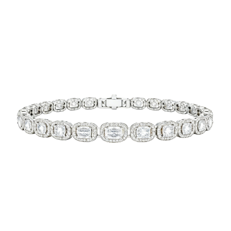 Pulsera de tenis de platino con moissanita chapada en oro blanco-1