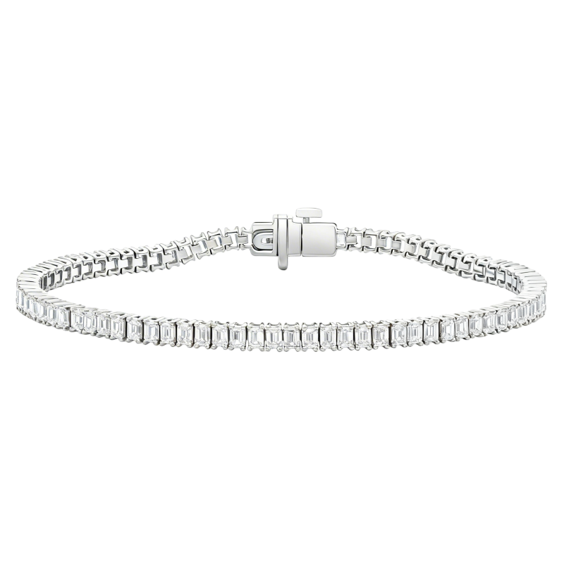 Pulsera de tenis de platino con moissanita chapada en oro blanco-1