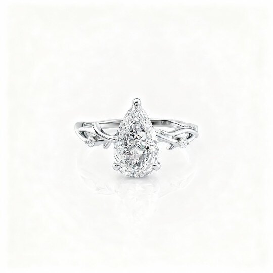 Ehering aus 10-karätigem Weißgold mit Moissanit