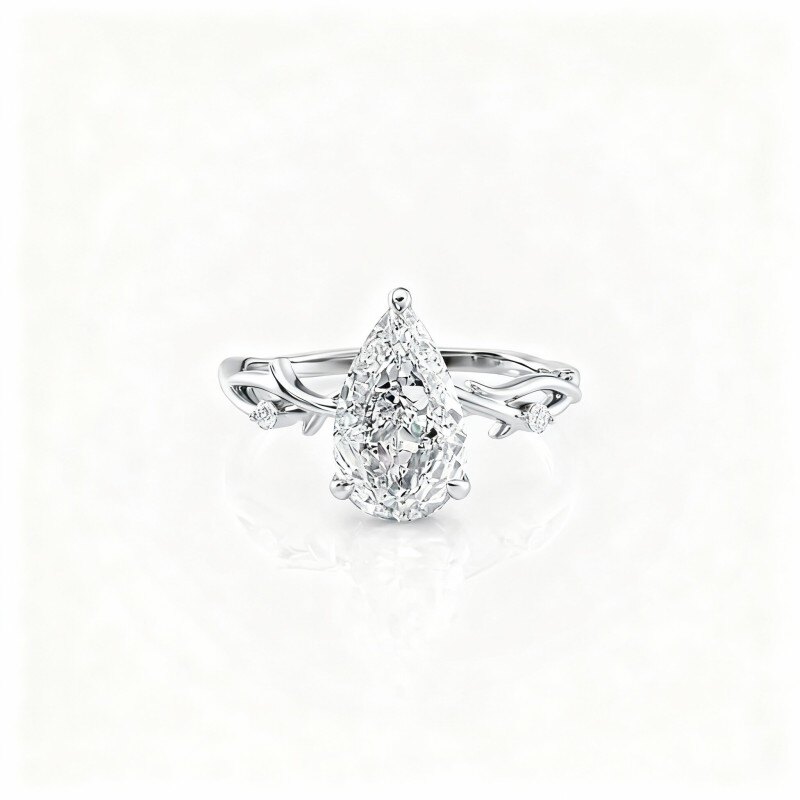 Anillo de boda de oro blanco de 10 quilates con moissanita-18