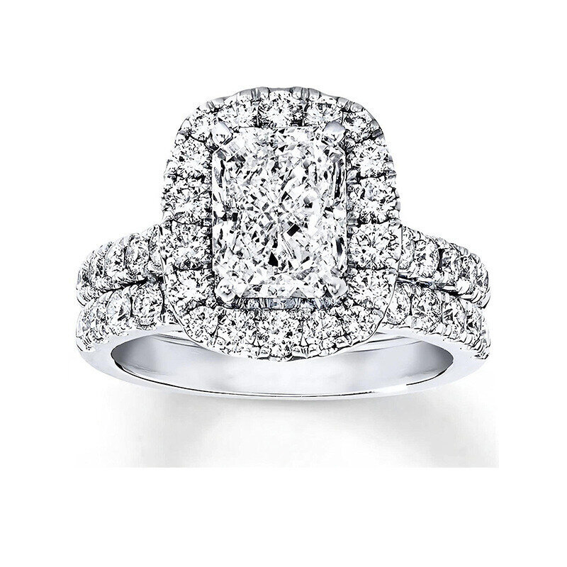 Alliance en platine plaqué or blanc avec moissanite-1