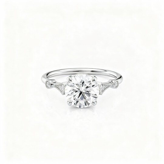 Ehering aus 10-karätigem Weißgold mit Moissanit