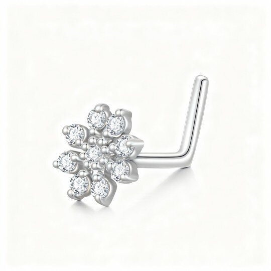 10K White Gold Moissanite Wildflowers Nose Ring