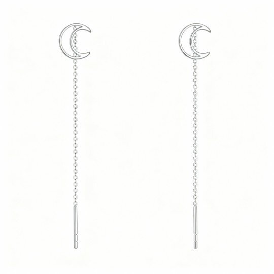 10K White Gold Moon Drop Earrings