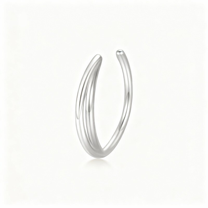 10K White Gold Moon Nose Ring-5