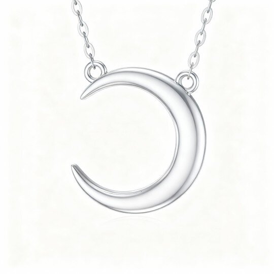 Halskette mit Mondanhänger aus 10-karätigem Weißgold