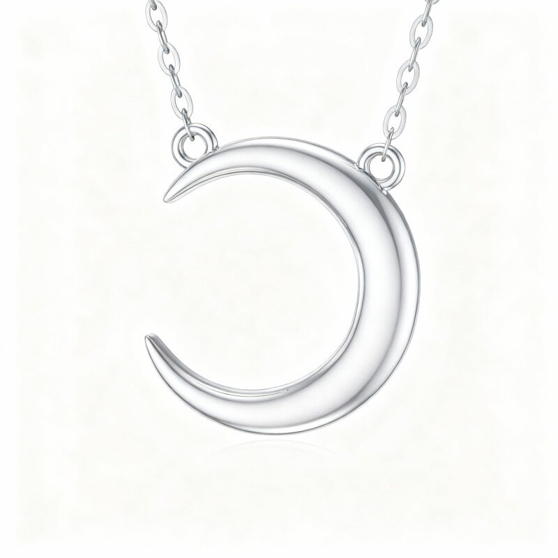 Colar com pendente de lua em ouro branco 10K-18