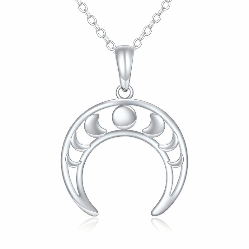 18K White Gold Moon Pendant Necklace-1
