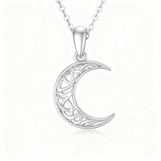 10K White Gold Moon Pendant Necklace