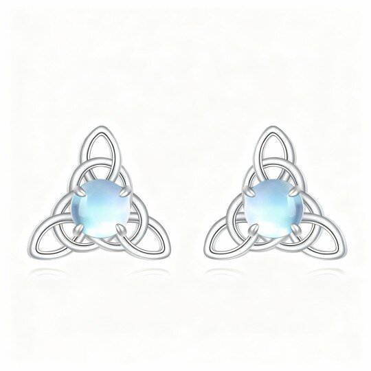 Ohrstecker aus 10-karätigem Weißgold mit Mondstein und keltischem Knoten