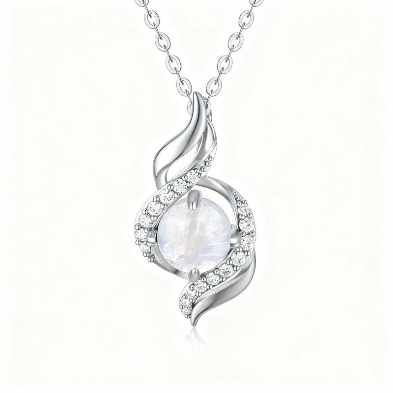 قلادة من الذهب الأبيض عيار 10 قيراط مرصعة بالزركونيا المكعبة وحجر القمر-13